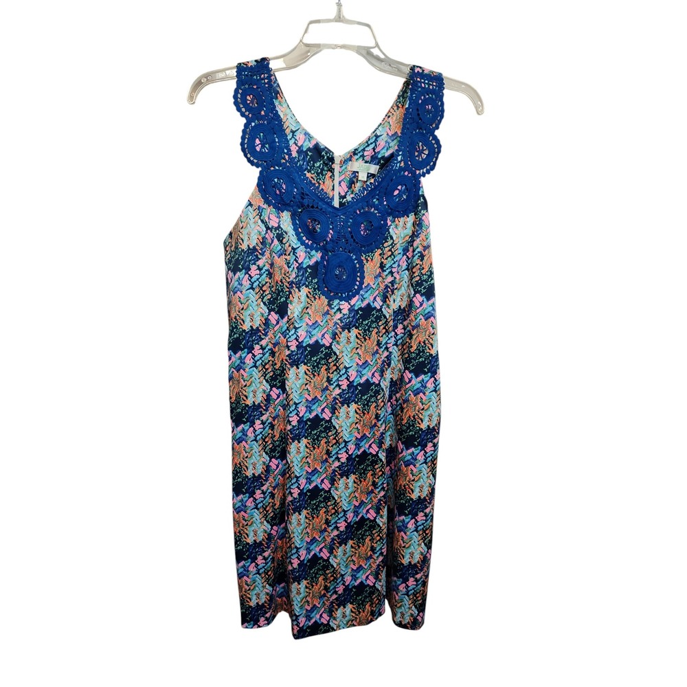 Womens Jade Melody‎ Tam Shift Dress M Multicolor NWT Crochet Lace Trim V-Neck